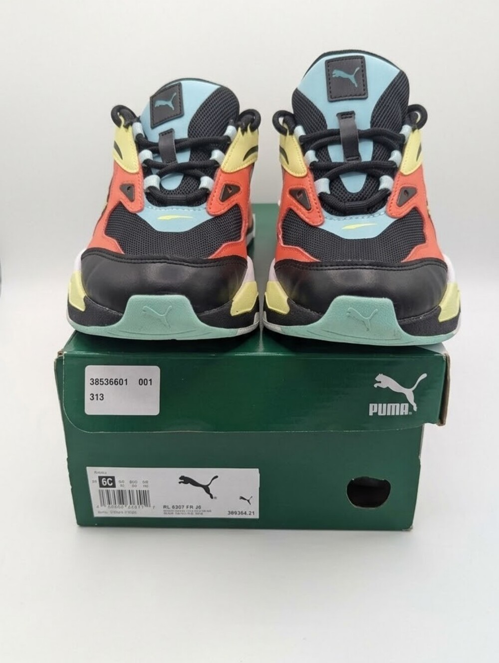 Puma Kids Black Mint Coral Yellow Athletic Sneakers